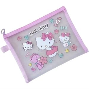 Hello Kitty Nylon Mesh Zipper Bag, 9.65 in x 7.48 in. Pink